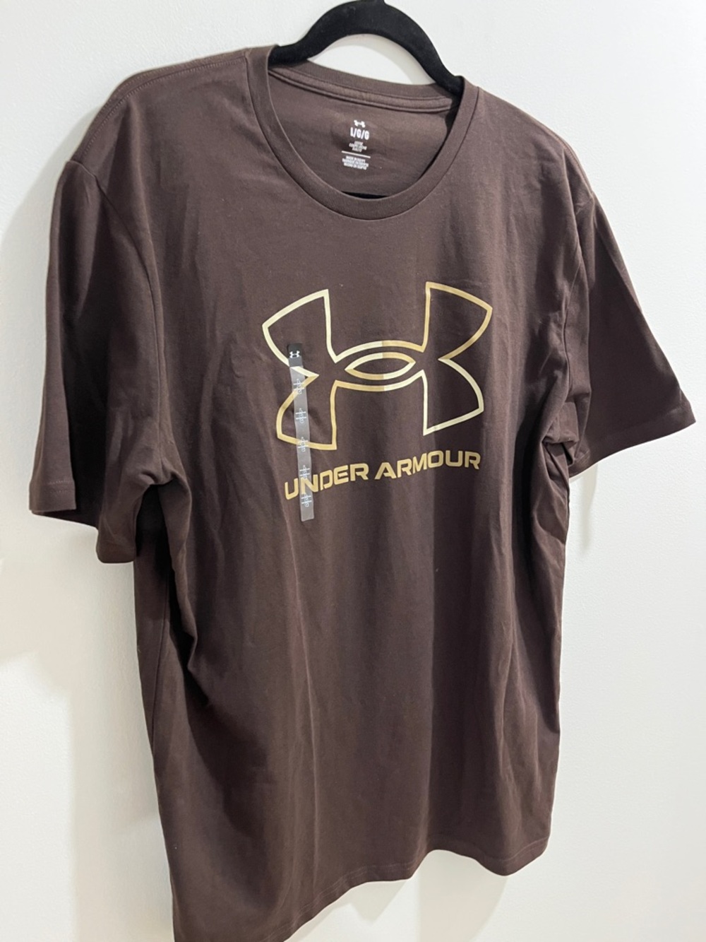 NWT Under Armour Men’s Tshirt Large Brown Cotton Blend Logo Athletic Casual